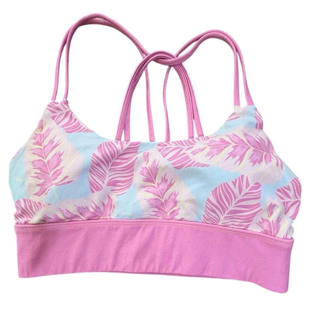 Slunks Cassos Beach Volleyball Sports Bra Tropical Floral Strappy Back Medium